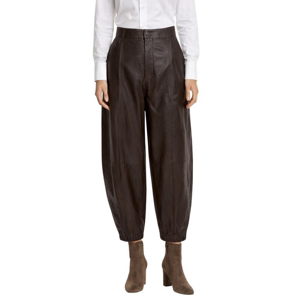 Polo Ralph Lauren Curved Tapered Leather Pants Size 8 NWT